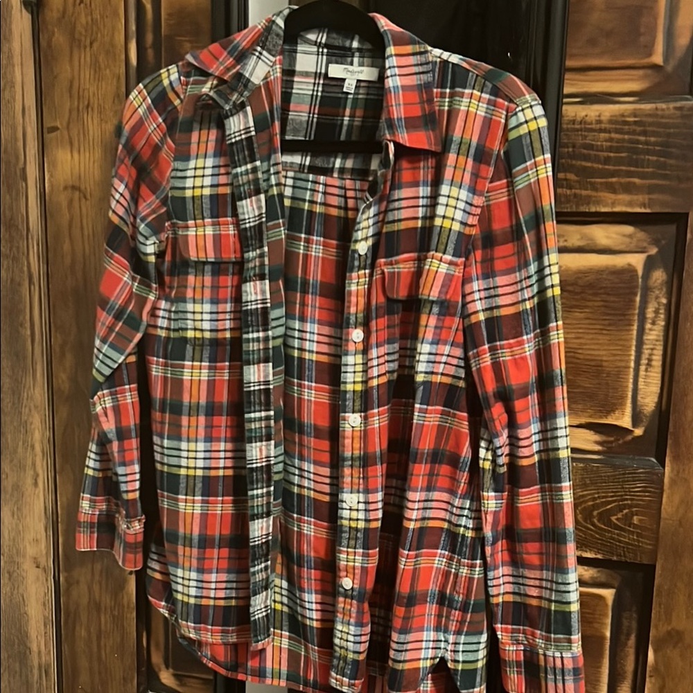 Madewell Red and Black Plaid Button Down Shirt